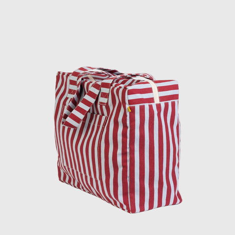 Daytrip Tote in Awning Stripe Chili Pepper