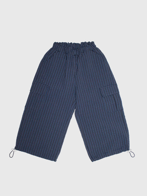 Embossed Check Cargo Pants in Navy