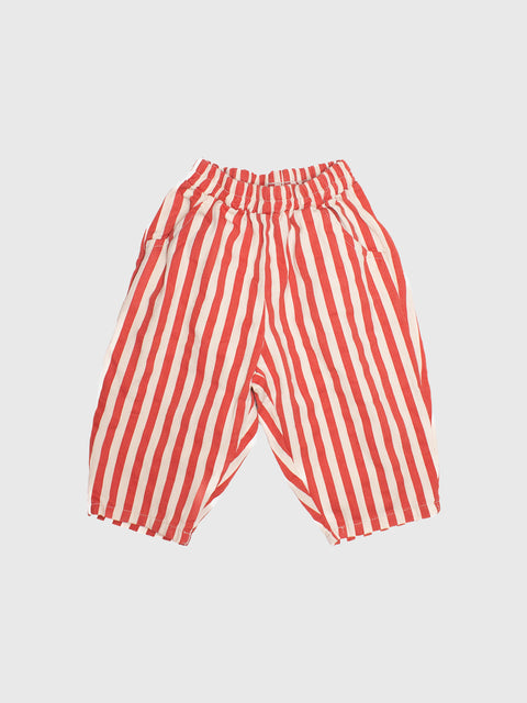 Stripe Pull On Pants in Dark Pink/White