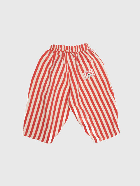 Stripe Pull On Pants in Dark Pink/White