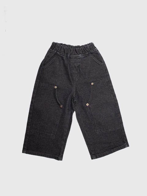 Double Knee Handy Pant in Black Denim
