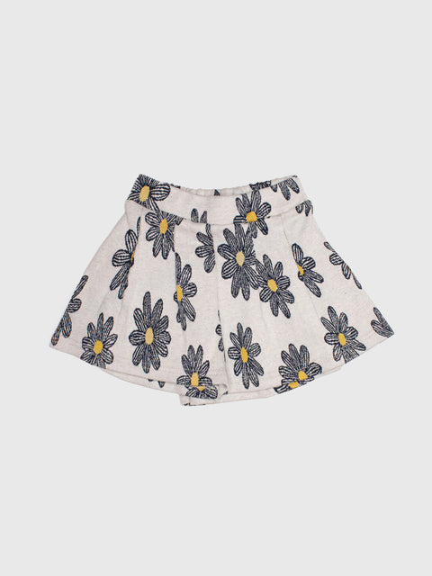 Pleated Flower Shorts in Heather/Navy