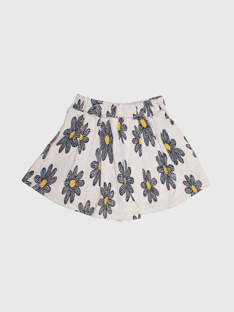 Pleated Flower Shorts in Heather/Navy