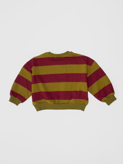 Sweatshirt in Maroon/Olive Stripe