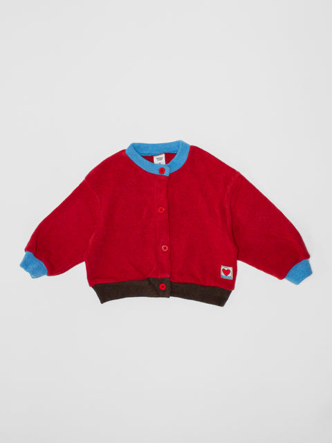 Color Block Cardigan in Red
