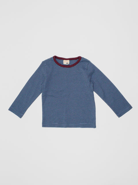 Ringer Long Sleeve Tee in Navy/Maroon