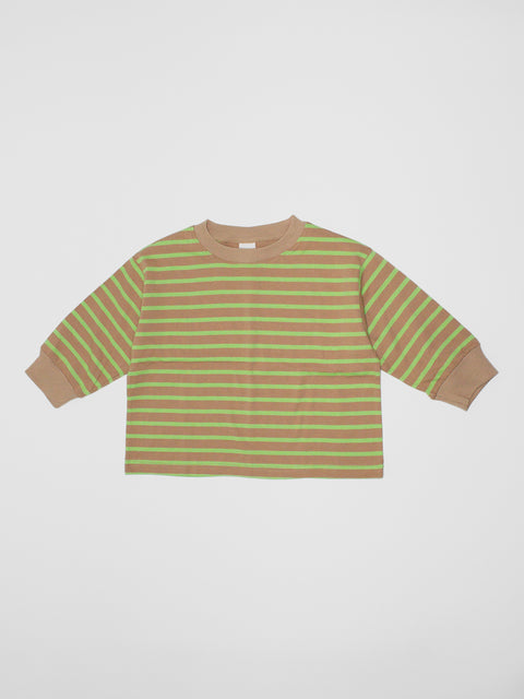 Stripe Long Sleeve Shirt in Lime/Tan