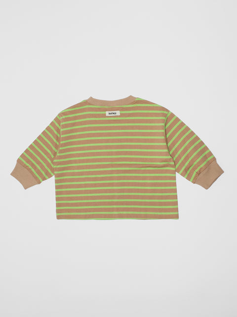 Stripe Long Sleeve Shirt in Lime/Tan