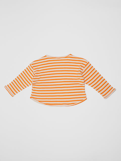 Stripe Waffle Knit Shirt in Orange/Cream