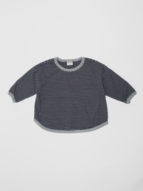 Cozy Stripe Long Sleeve in Navy/Gray