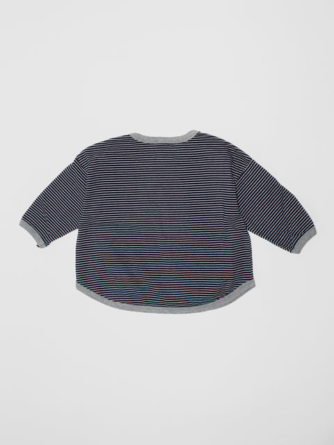 Cozy Stripe Long Sleeve in Navy/Gray