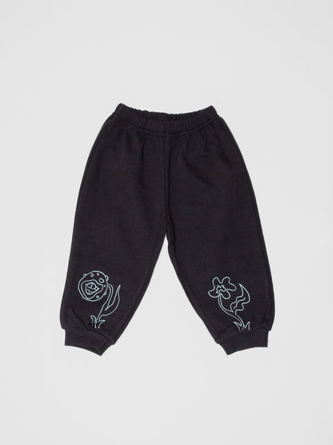 Garden Gang Sweatpants in Washed Black