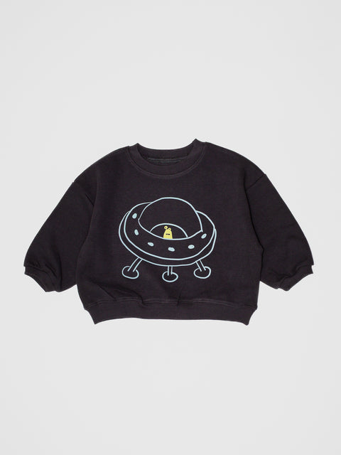 Goobi's Spaceship Sweatshirt in Washed Black