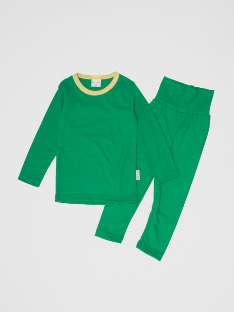Ringer Pajamas in Kelly Green/Sunflower Yellow