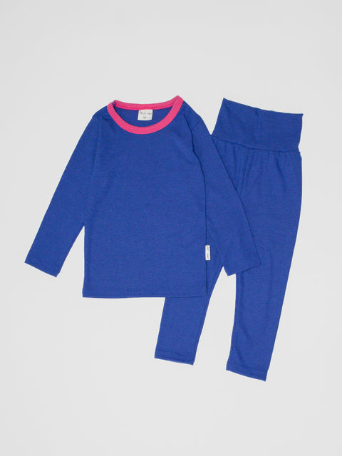 Ringer Pajamas in Cobalt Blue/Hot Pink