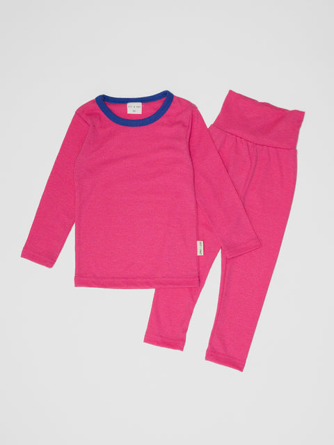 Ringer Pajamas in Hot Pink/Cobalt Blue