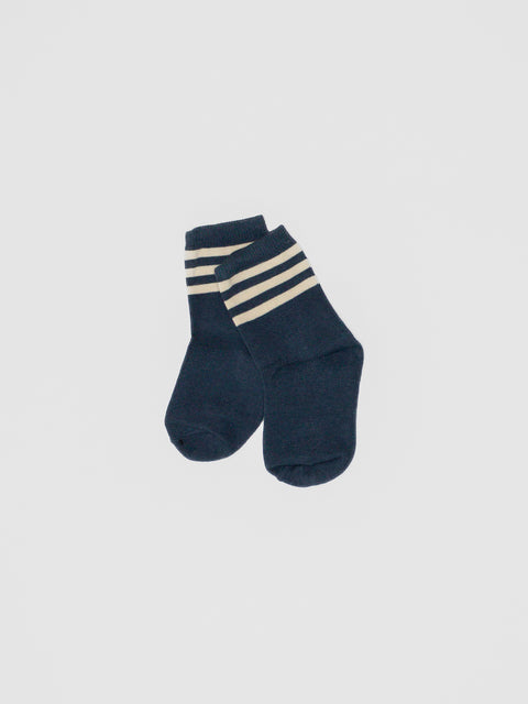 Retro Stripe Quarter Socks in Navy