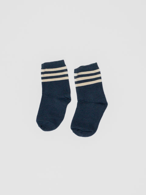 Retro Stripe Quarter Socks in Navy