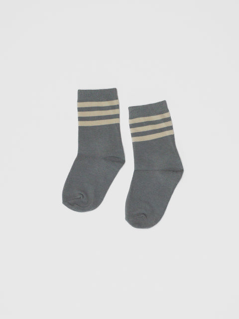 Retro Stripe Quarter Socks in Gray