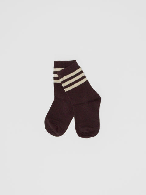 Retro Stripe Quarter Socks in Burgundy