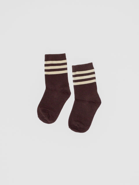 Retro Stripe Quarter Socks in Burgundy