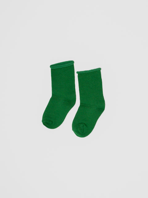 Roll Top Quarter Socks in Green