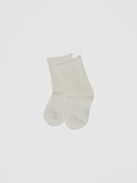 Roll Top Quarter Socks in White