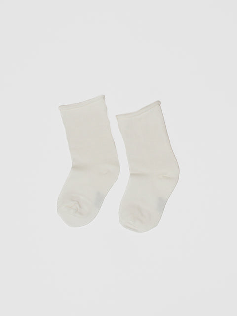 Roll Top Quarter Socks in White
