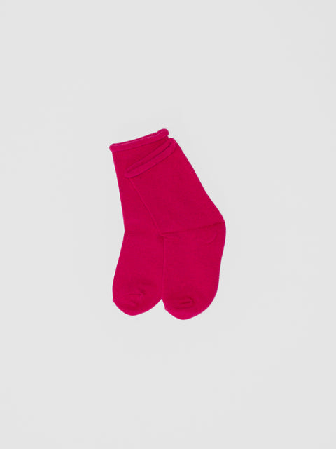 Roll Top Quarter Socks in Hot Pink