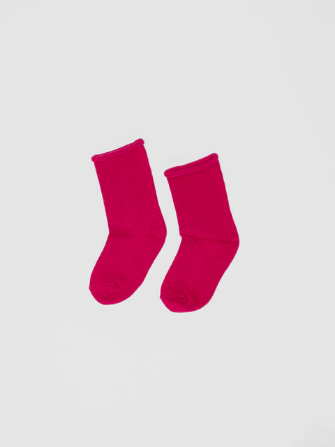 Roll Top Quarter Socks in Hot Pink