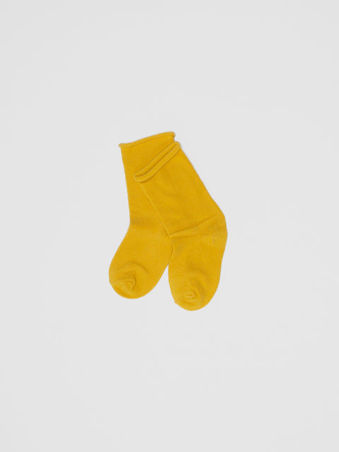 Roll Top Quarter Socks in Mustard Yellow