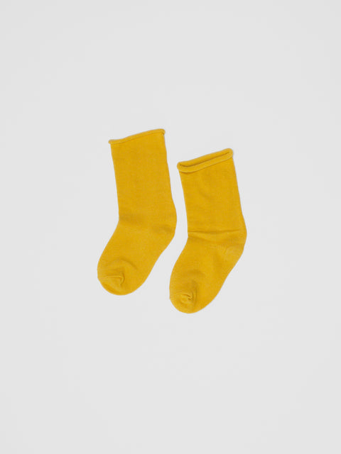 Roll Top Quarter Socks in Mustard Yellow
