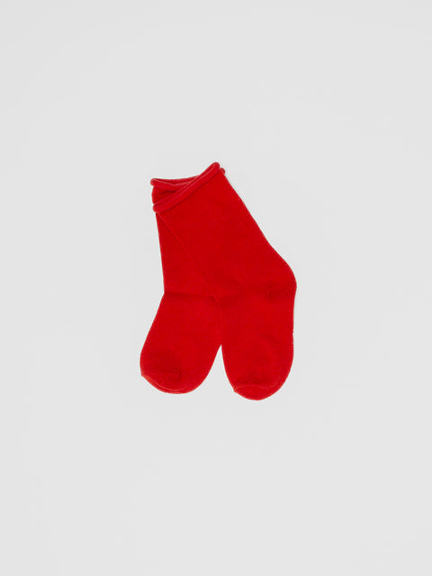Roll Top Quarter Socks in Tomato Red