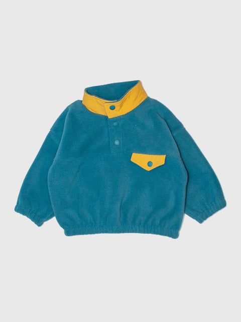 Contrast Pocket Fleece Pullover in Teal