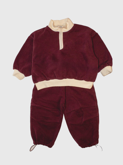 Quarter Zip Fleece Pullover in Burgundy