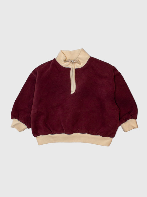 Quarter Zip Fleece Pullover in Burgundy