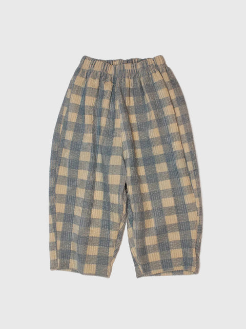Checkered Corduroy Pants in Light Blue