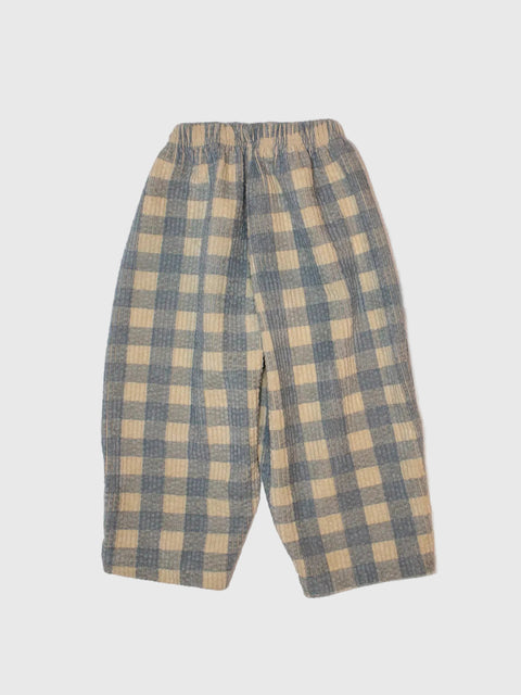 Checkered Corduroy Pants in Light Blue