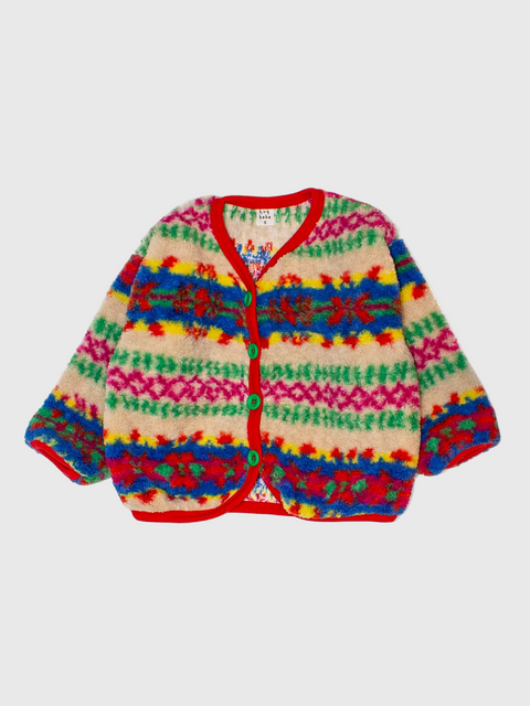Sherpa Button Cardigan in Rainbow