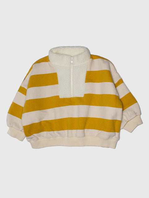 Quarter Zip Pullover in Mustard Stripe