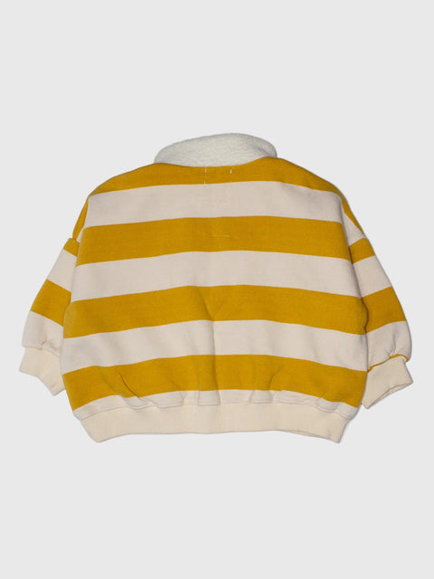 Quarter Zip Pullover in Mustard Stripe