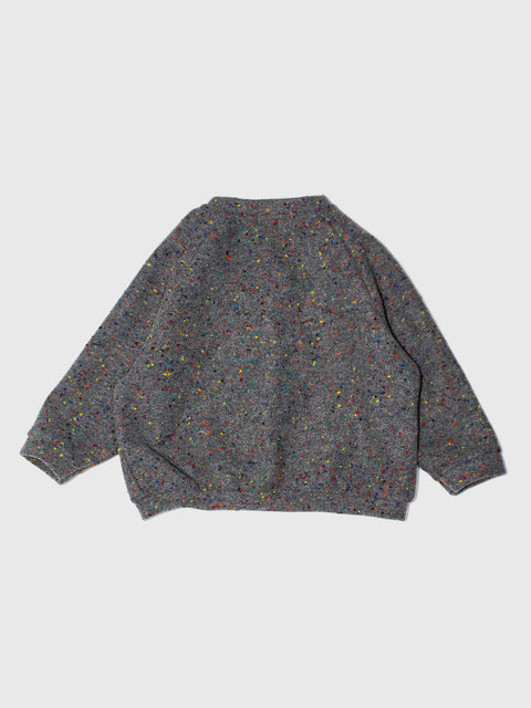 Gray sweater with multicolor speckles on a white background
