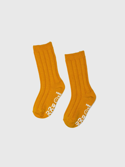 Ribbed Quarter Socks in Mustard