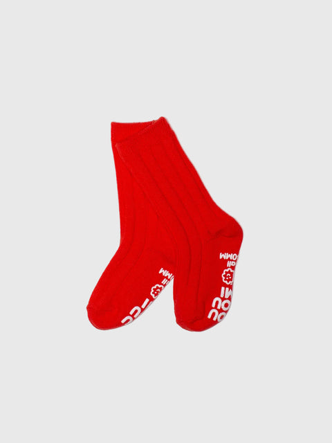 Ribbed Quarter Socks in Tomato Red