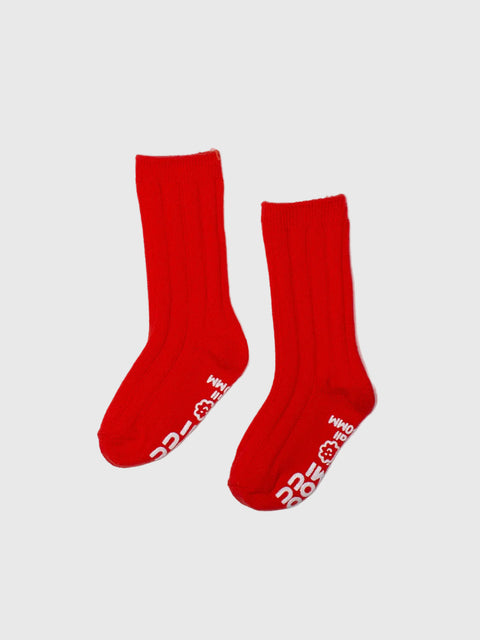 Ribbed Quarter Socks in Tomato Red