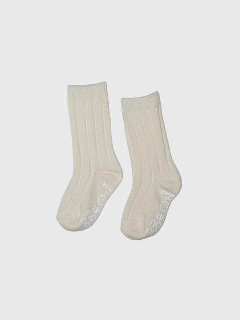 Ribbed Quarter Socks in Warm White