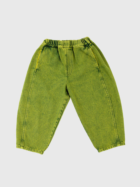 Manu Denim Trousers in Acid Green Overdye