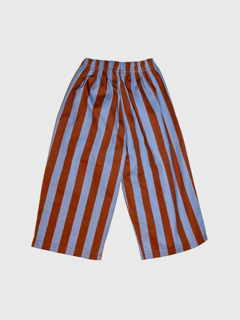 Wide Leg Stripe Pants in Chocolate/Blue