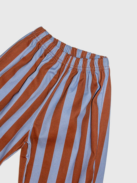 Wide Leg Stripe Pants in Chocolate/Blue