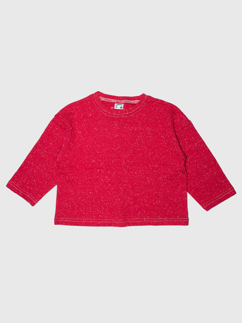 Speckled Long Sleeve Tee in Red